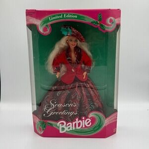 Limited Edition Seasons Greetings Barbie Doll 1994 Red Dress Festive Holiday